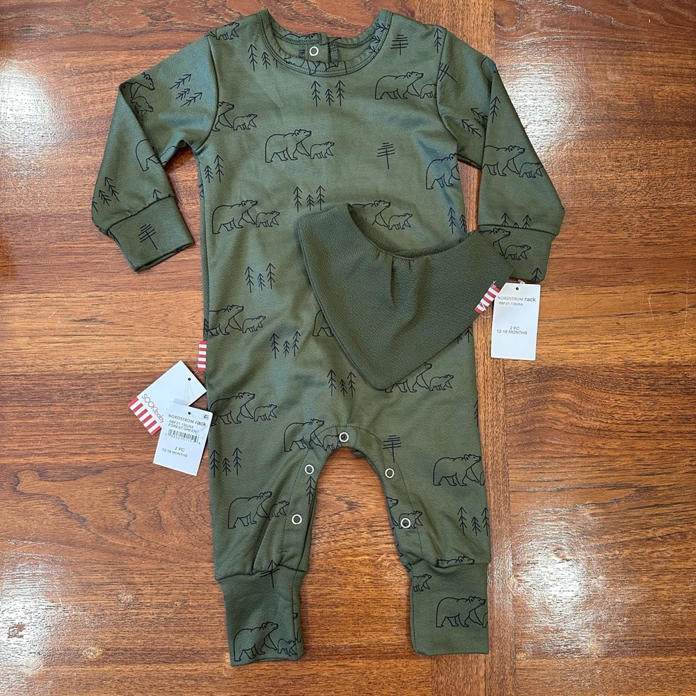 NWT SOOKIbaby 2 Piece Set, Forest Green, 12-18 Months